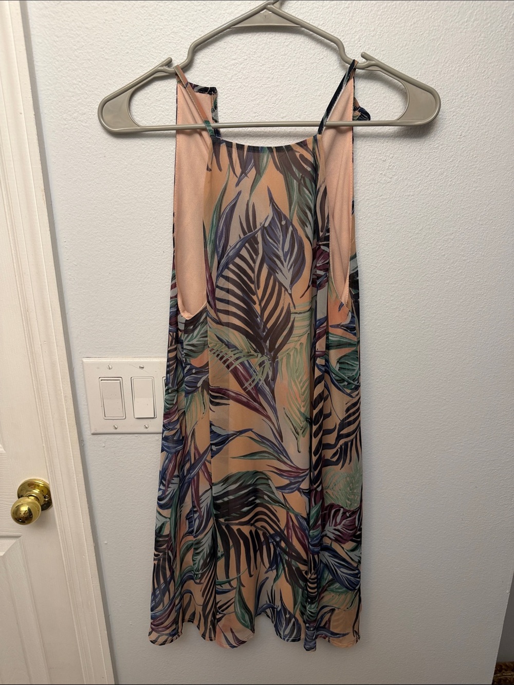 Show Me Your MuMu Peach Tropical Leaf Print Maxi Dress